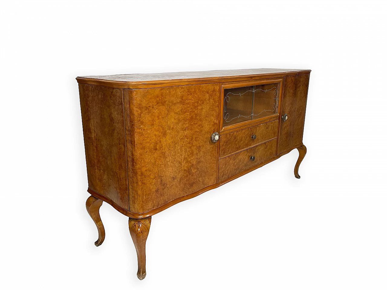 Walnut sideboard with two drawers and hinged side doors, 1950s 12