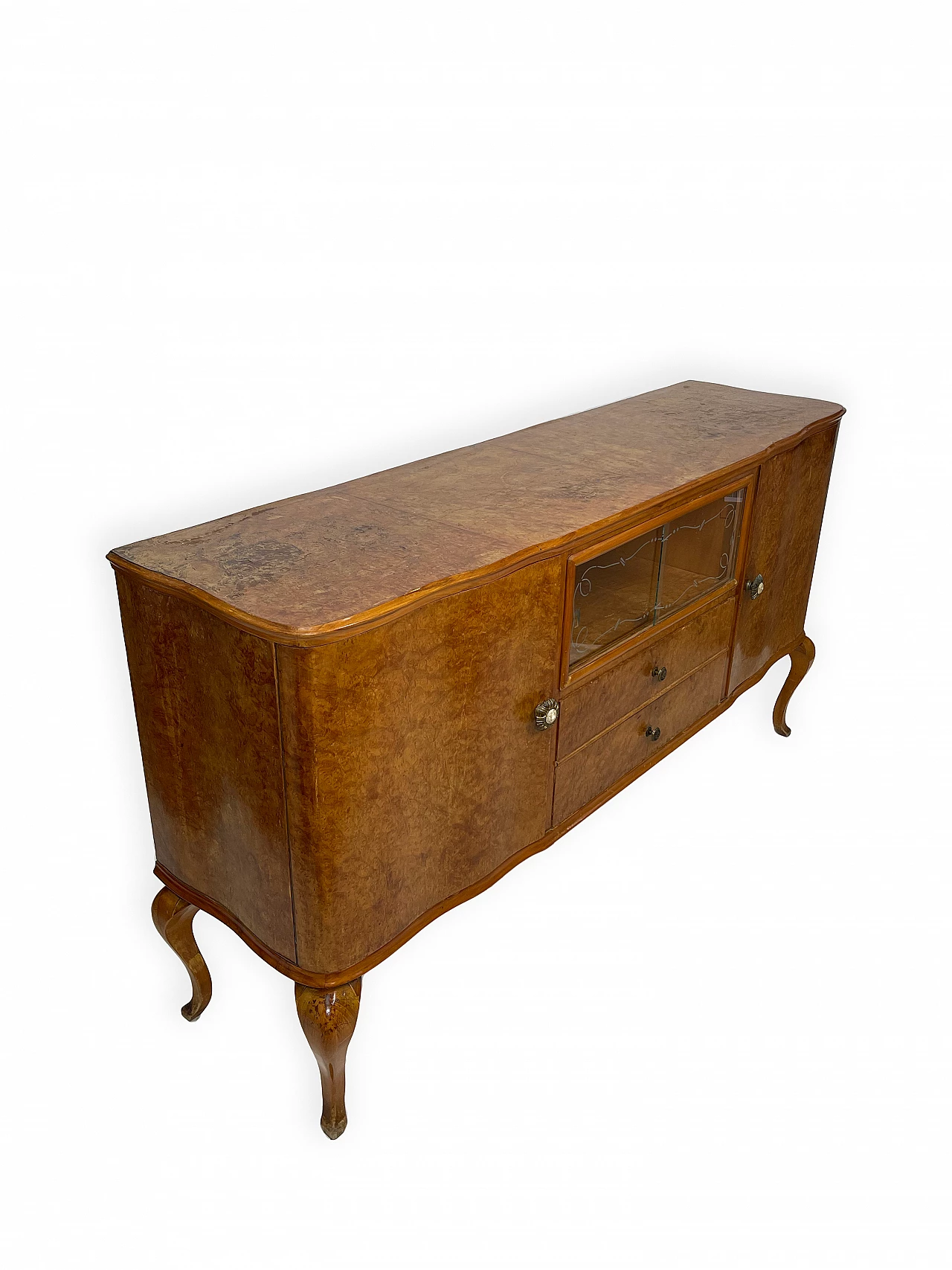 Walnut sideboard with two drawers and hinged side doors, 1950s 13