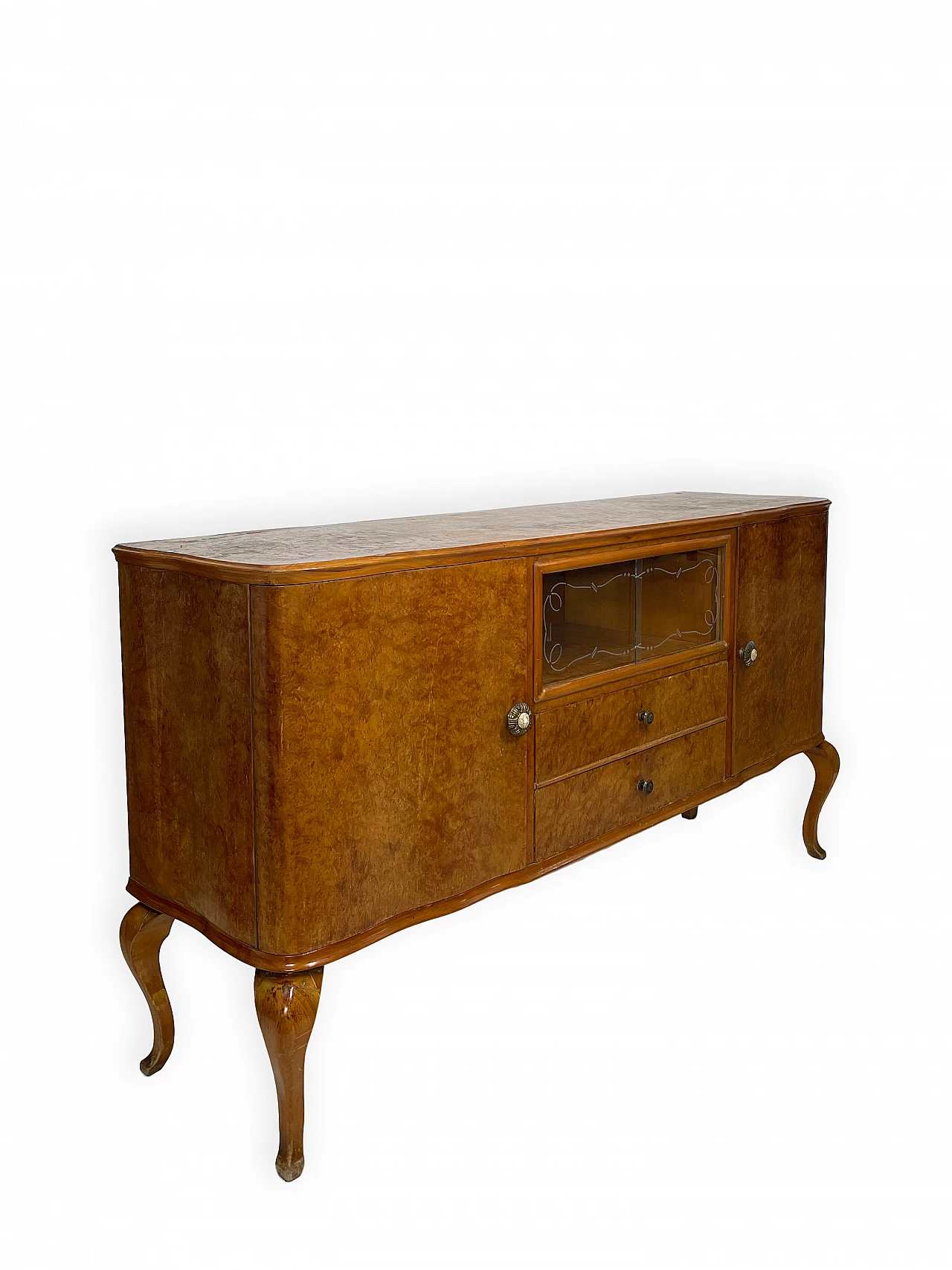 Walnut sideboard with two drawers and hinged side doors, 1950s 14