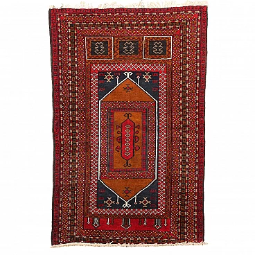 Iranian Beluchi wool rug with tassels