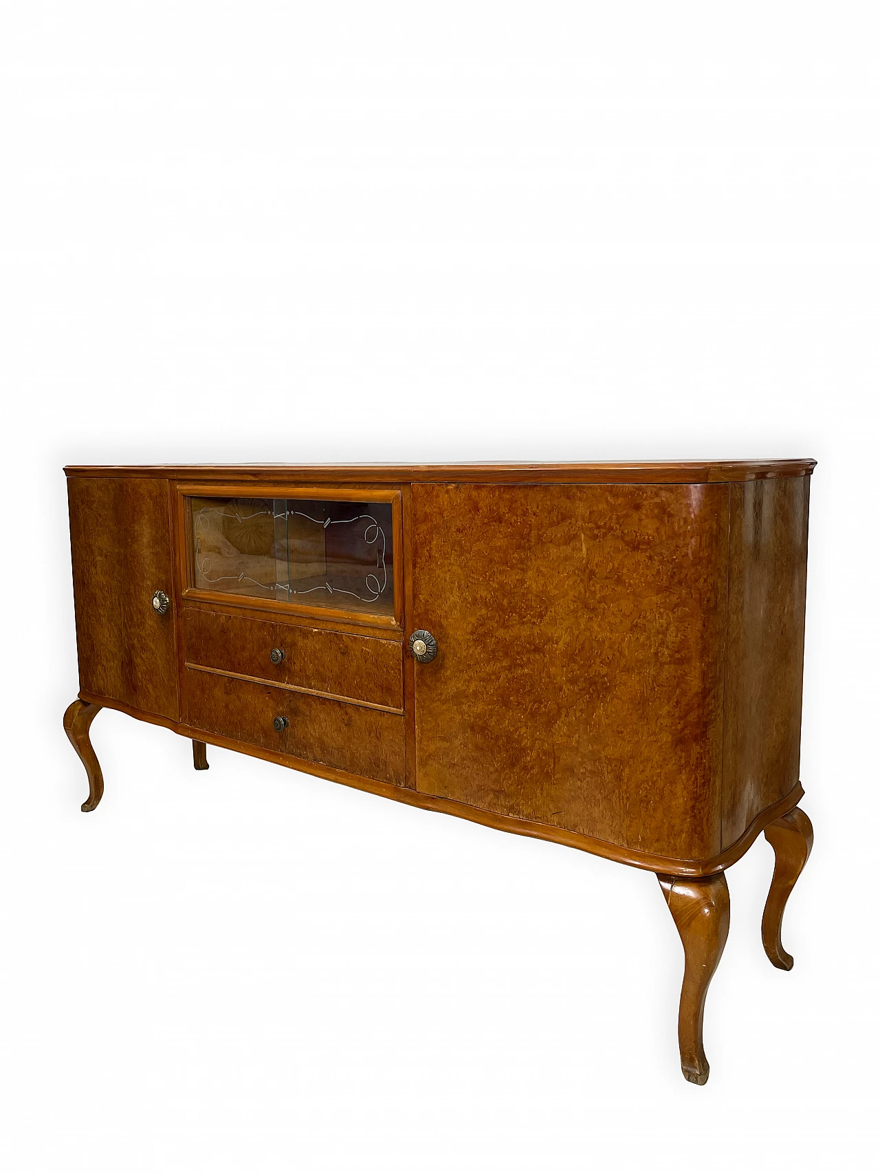 Walnut sideboard with two drawers and hinged side doors, 1950s 25