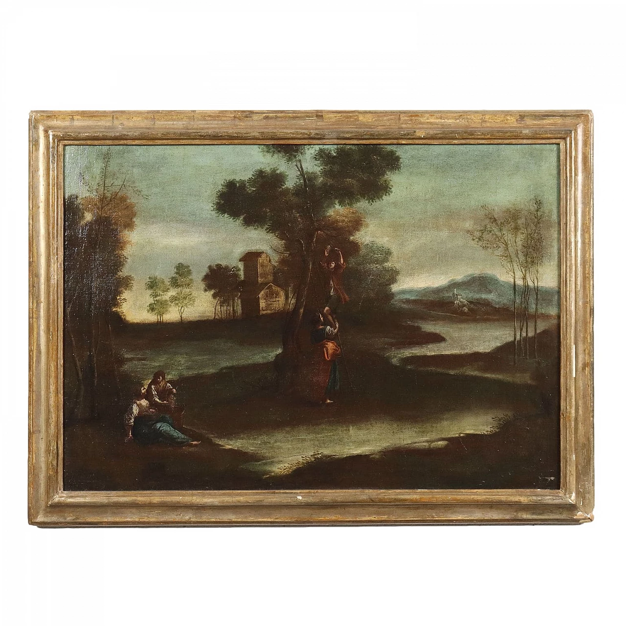 Landscape with figures, oil on canvas, 18th century 1