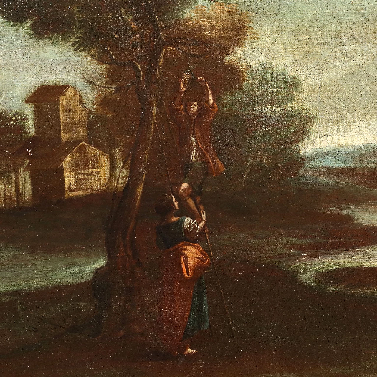 Landscape with figures, oil on canvas, 18th century 3