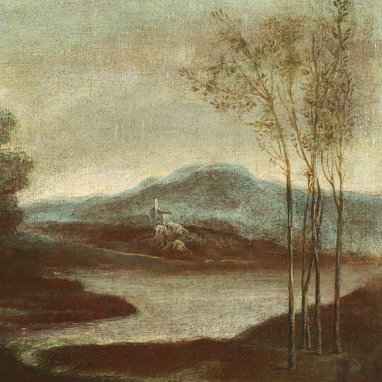 Landscape with figures, oil on canvas, 18th century 5