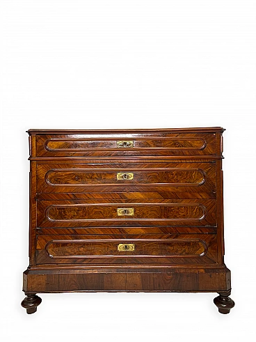 Chest of drawers with walnut burl decoration, late 19th century