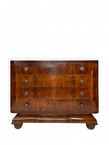Chest of drawers in burl walnut, 1930s