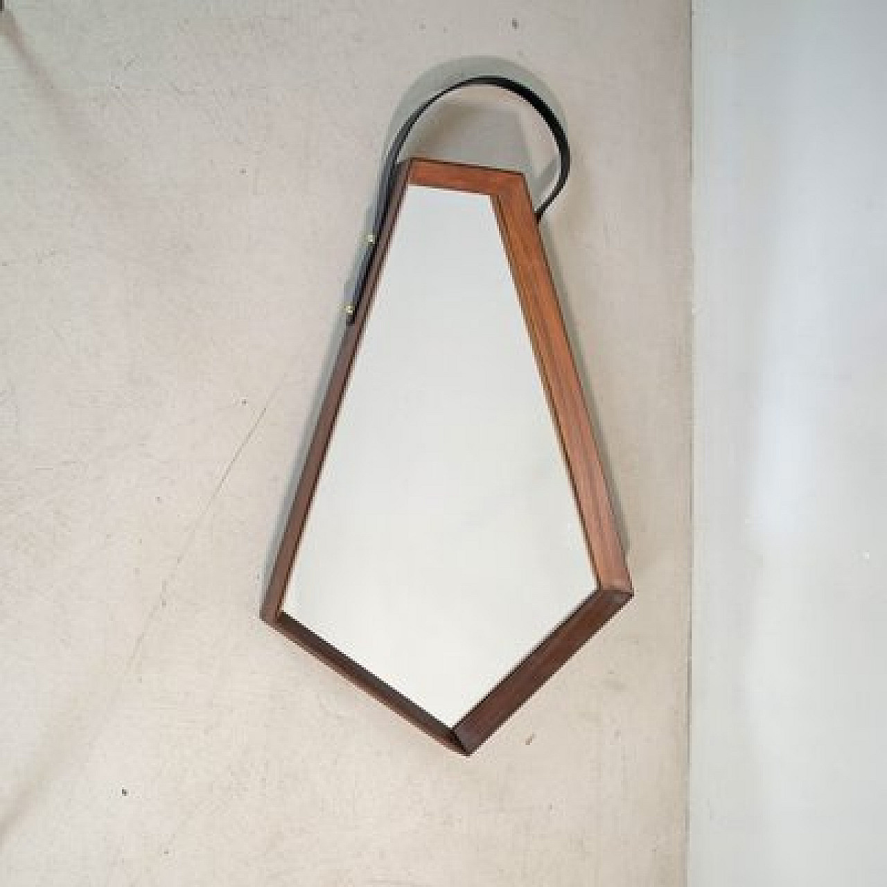 Pentagonal mirror with walnut frame, 1960s 1