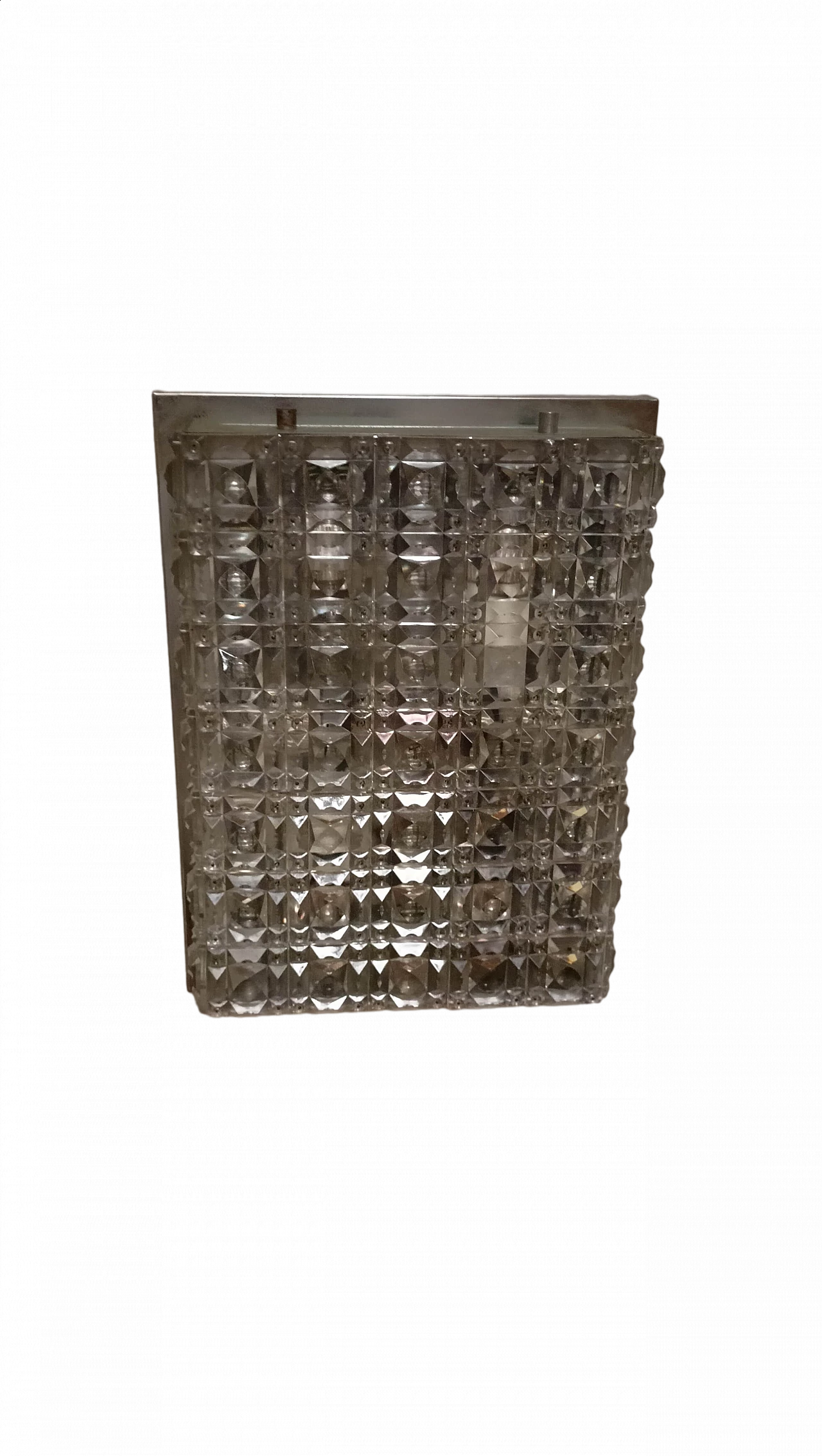 Plafoniera in metallo e cristallo di Gaetano Sciolari, anni '50 4