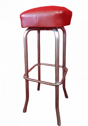 Chrome-plated metal stool, 1950s