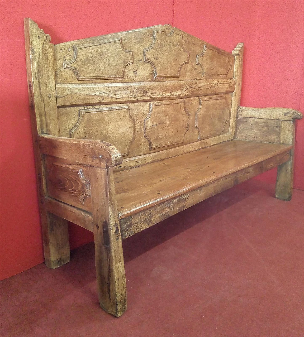 Three-seater oak bench, 17th century 1