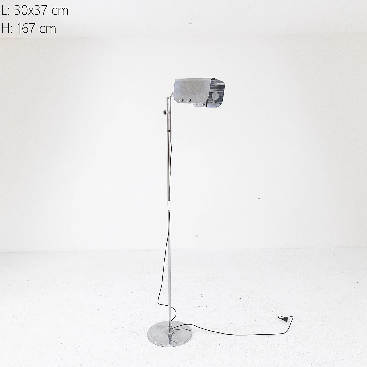 Chromed metal adjustable floor lamp, 1970s 1
