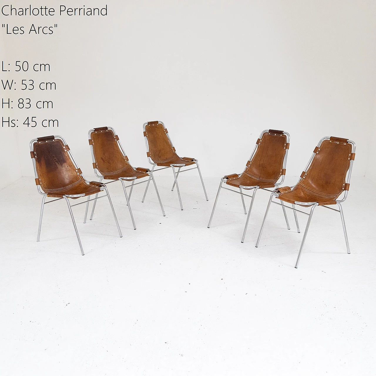 5 Les Arcs chairs by Charlotte Perriand, 1960s 12