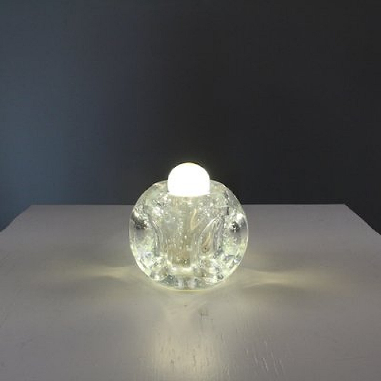 Cubic light blue glass table lamp, 1950s 11