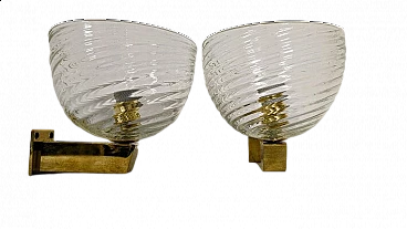 Pair of Murano glass wall lamps, 1950s