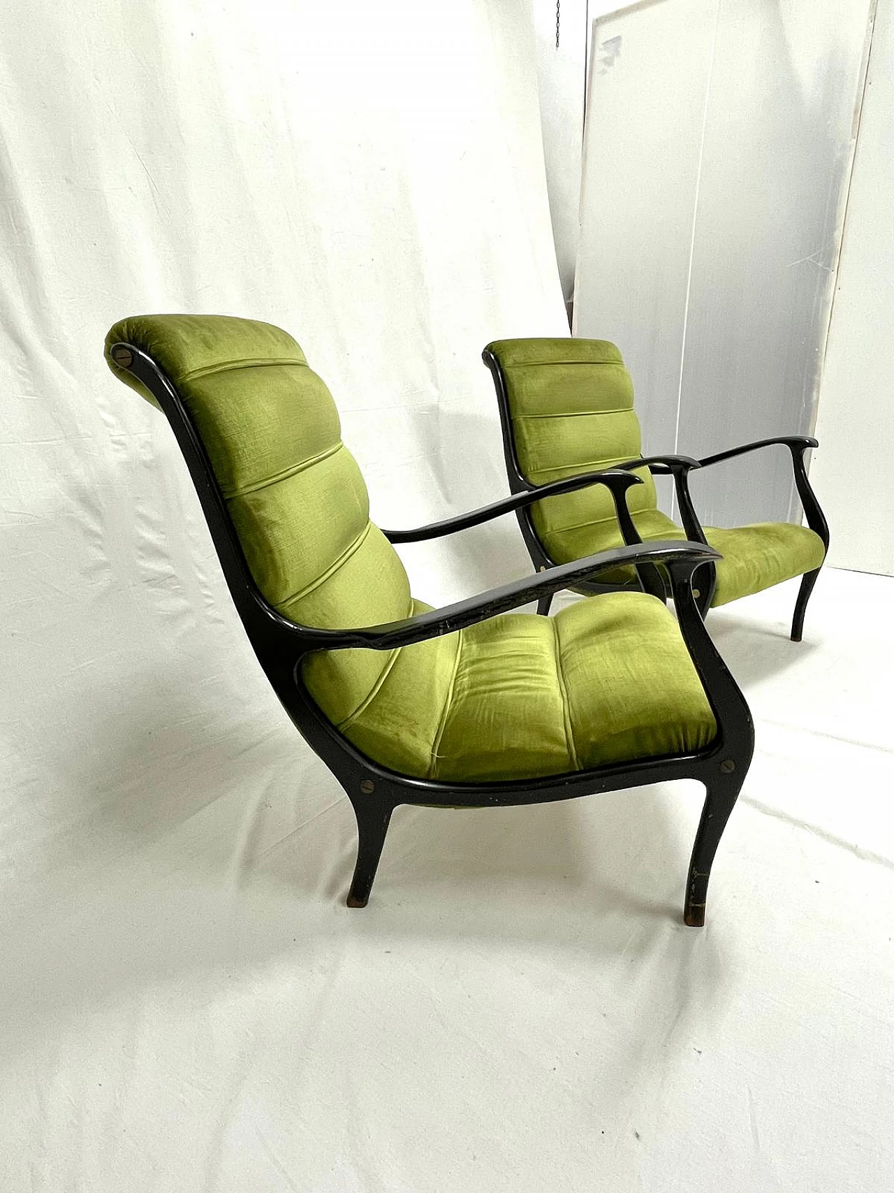 Pair of armchair with ribbed backrest by Ezio Longhi for Elam, 1960 2
