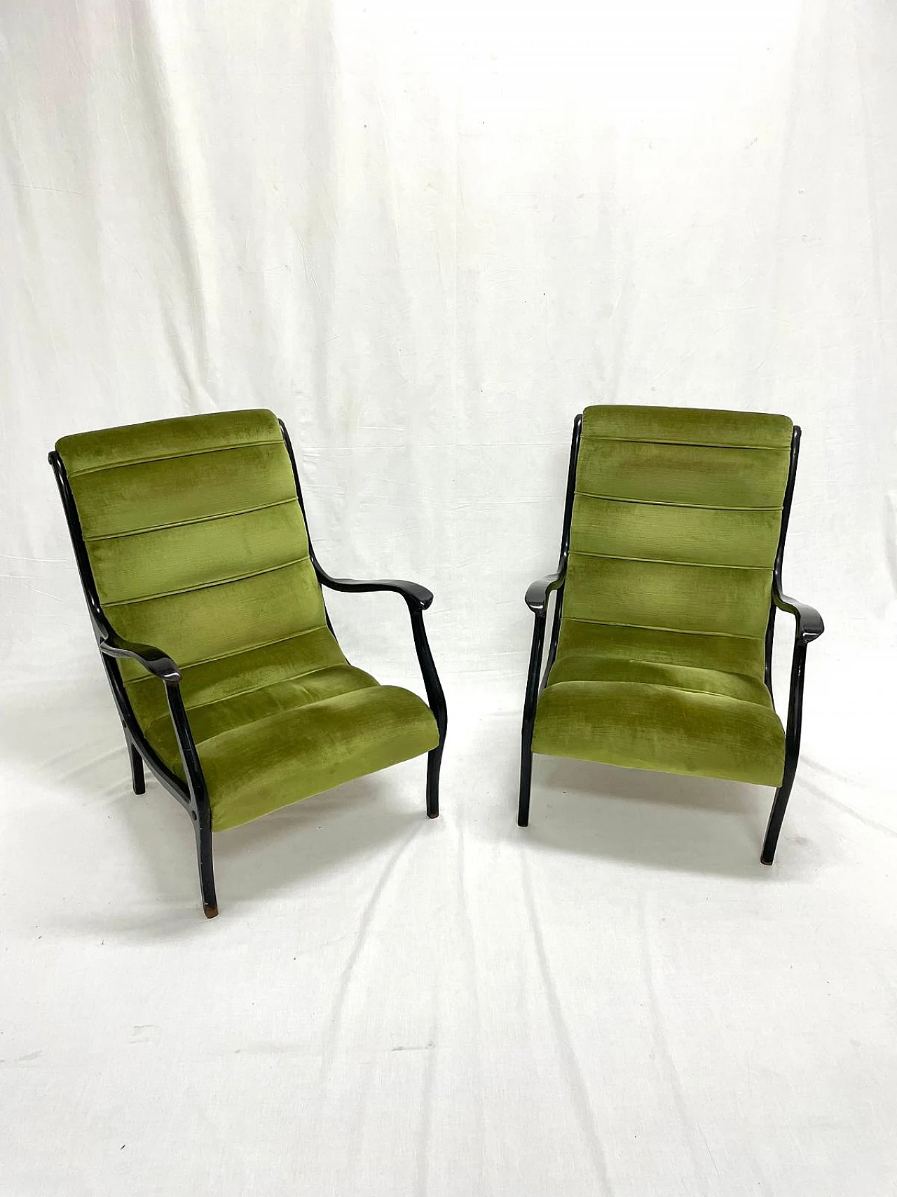Pair of armchair with ribbed backrest by Ezio Longhi for Elam, 1960 3