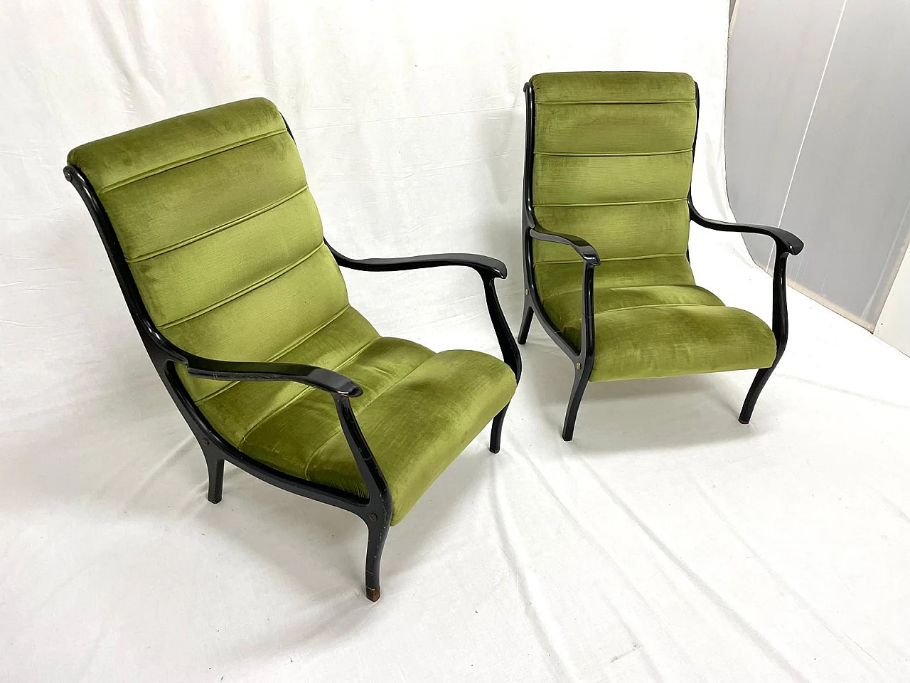 Pair of armchair with ribbed backrest by Ezio Longhi for Elam, 1960 4