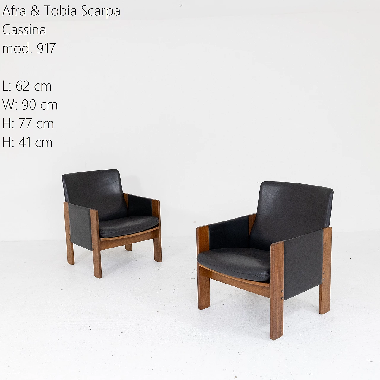 Pair of 917 armchairs by Afra and Tobia Scarpa for Cassina, 1960s 8