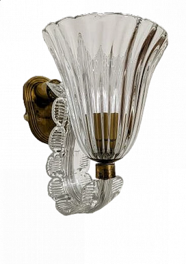 Glass wall lamp attributed to Barovier, 1940s