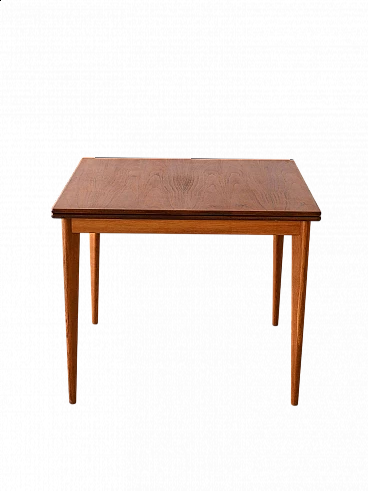 Tavolo quadrato allungabile in teak, anni '60