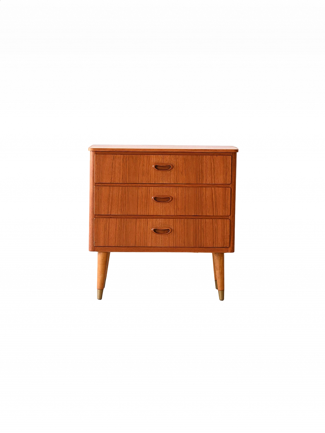 Teak chest of drawers with golden details, 1960s 10