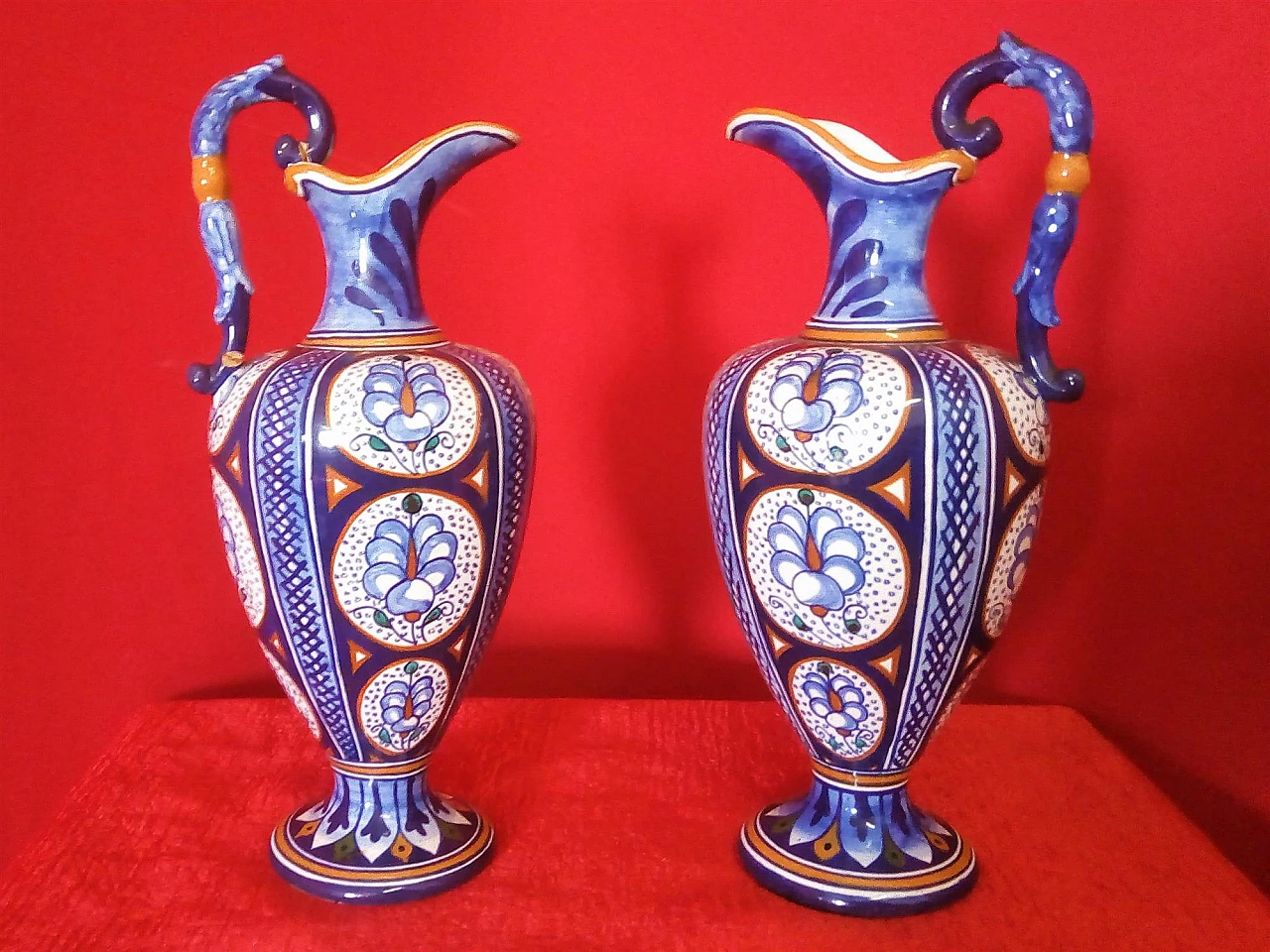 Pair of majolica vases by Faventia Ars Castellini & Masini Faenza 8