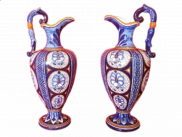 Pair of majolica vases by Faventia Ars Castellini & Masini Faenza
