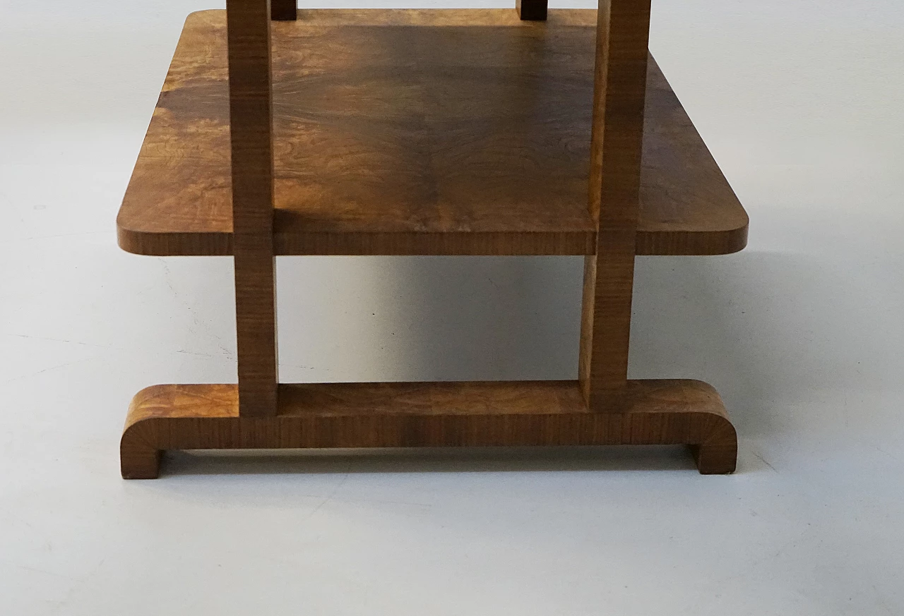 Tavolino da salotto in radica con tre ripiani, anni '40 5