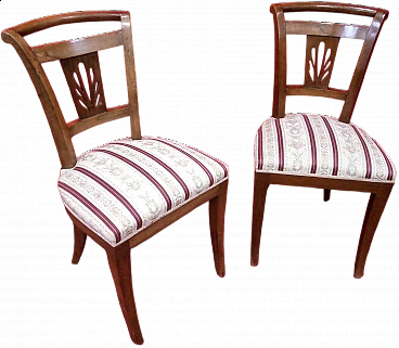 Pair of Charles X walnut and fabric chairs, early 19th century