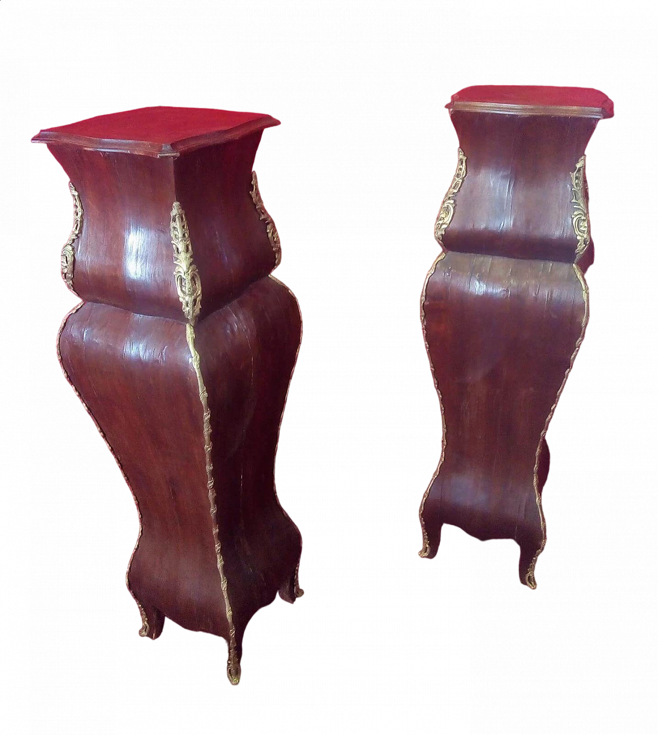 Pair of mahogany, maple and bronze columns, late 19th century 9