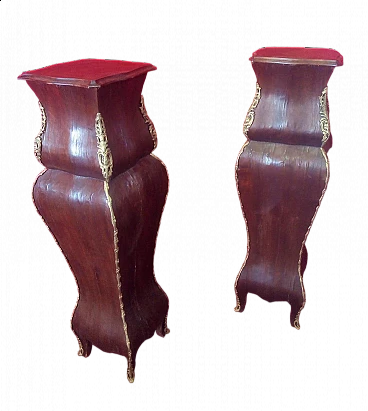 Pair of mahogany, maple and bronze columns, late 19th century