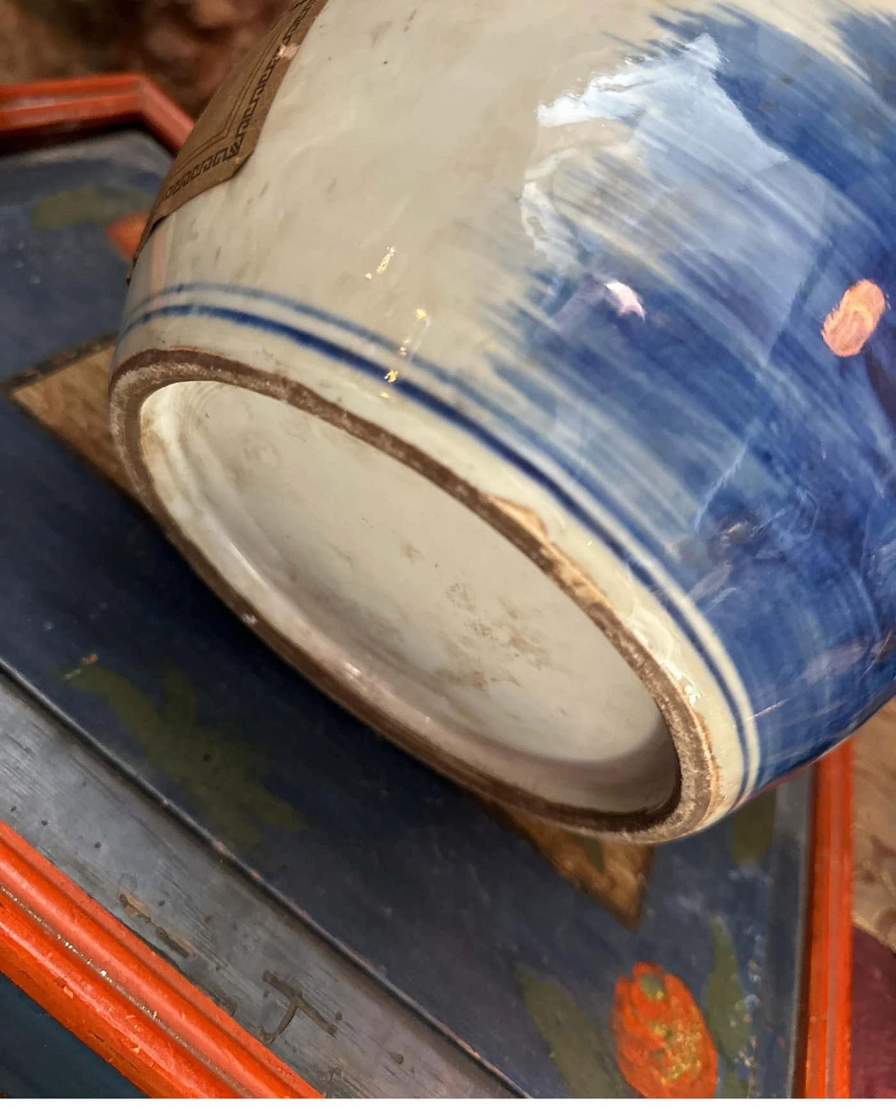 Barattolo da zenzero cinese in ceramica bianca e blu, anni '70 5