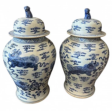 Coppia di vasi da zenzero in ceramica cinese, anni '60