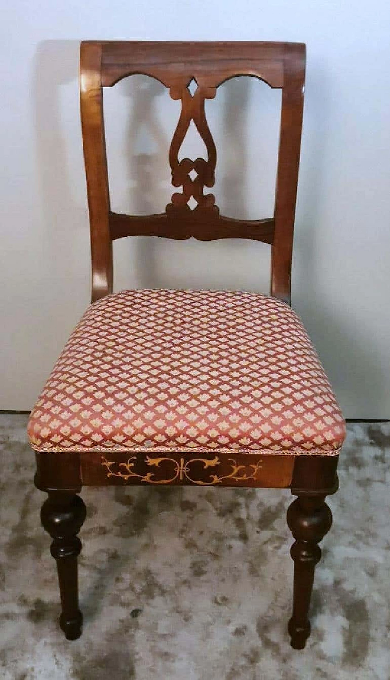 4 Sedie in legno e tessuto in stile Biedermeier, metà '800 10