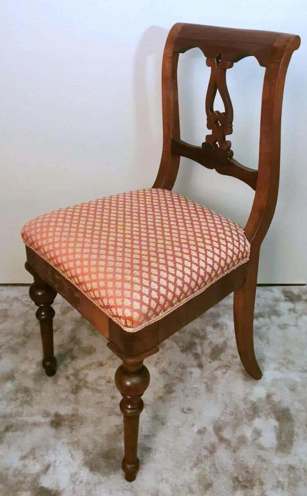 4 Biedermeier style wooden and fabric chairs, mid-19th century 11