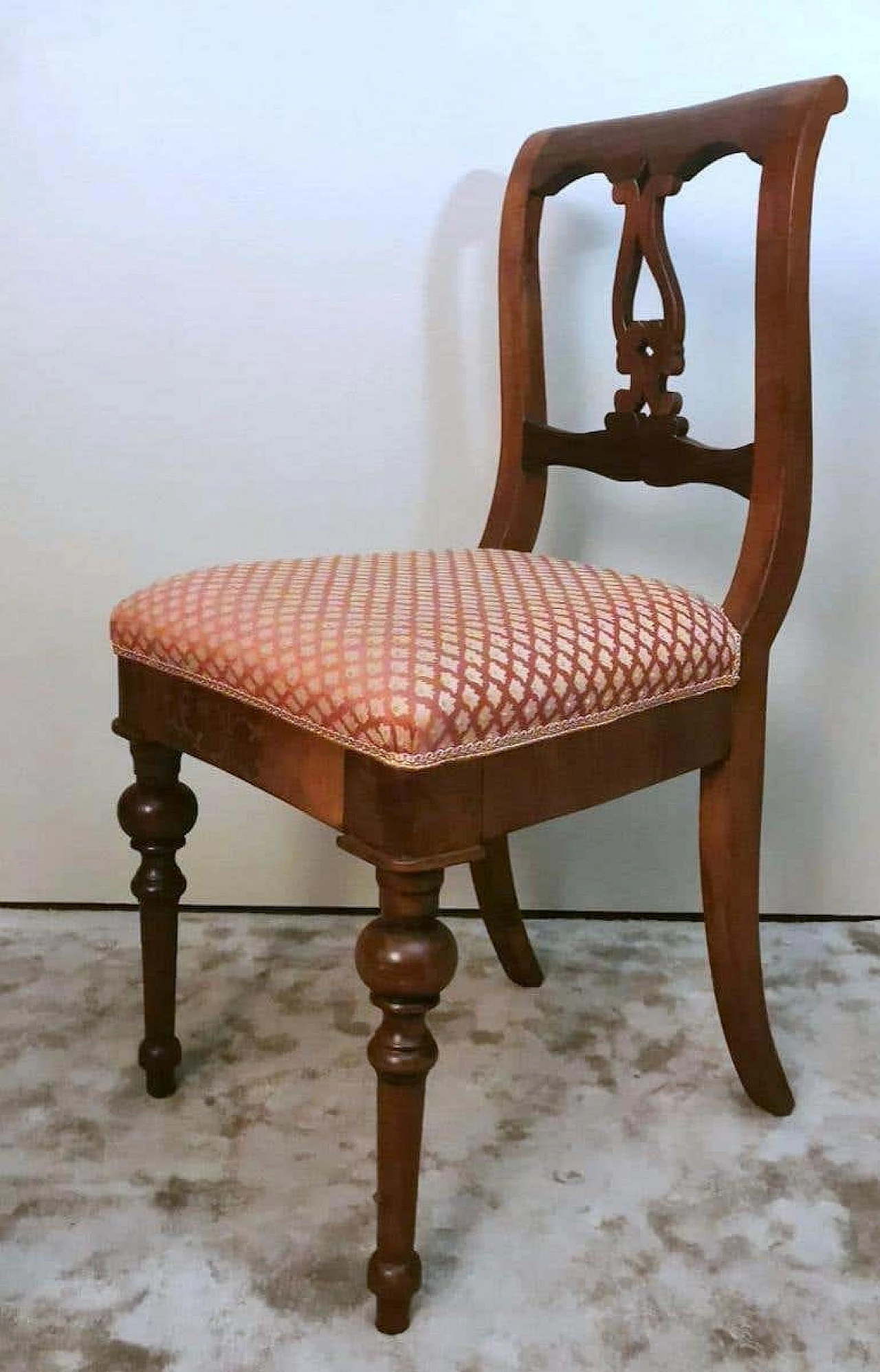 4 Biedermeier style wooden and fabric chairs, mid-19th century 12