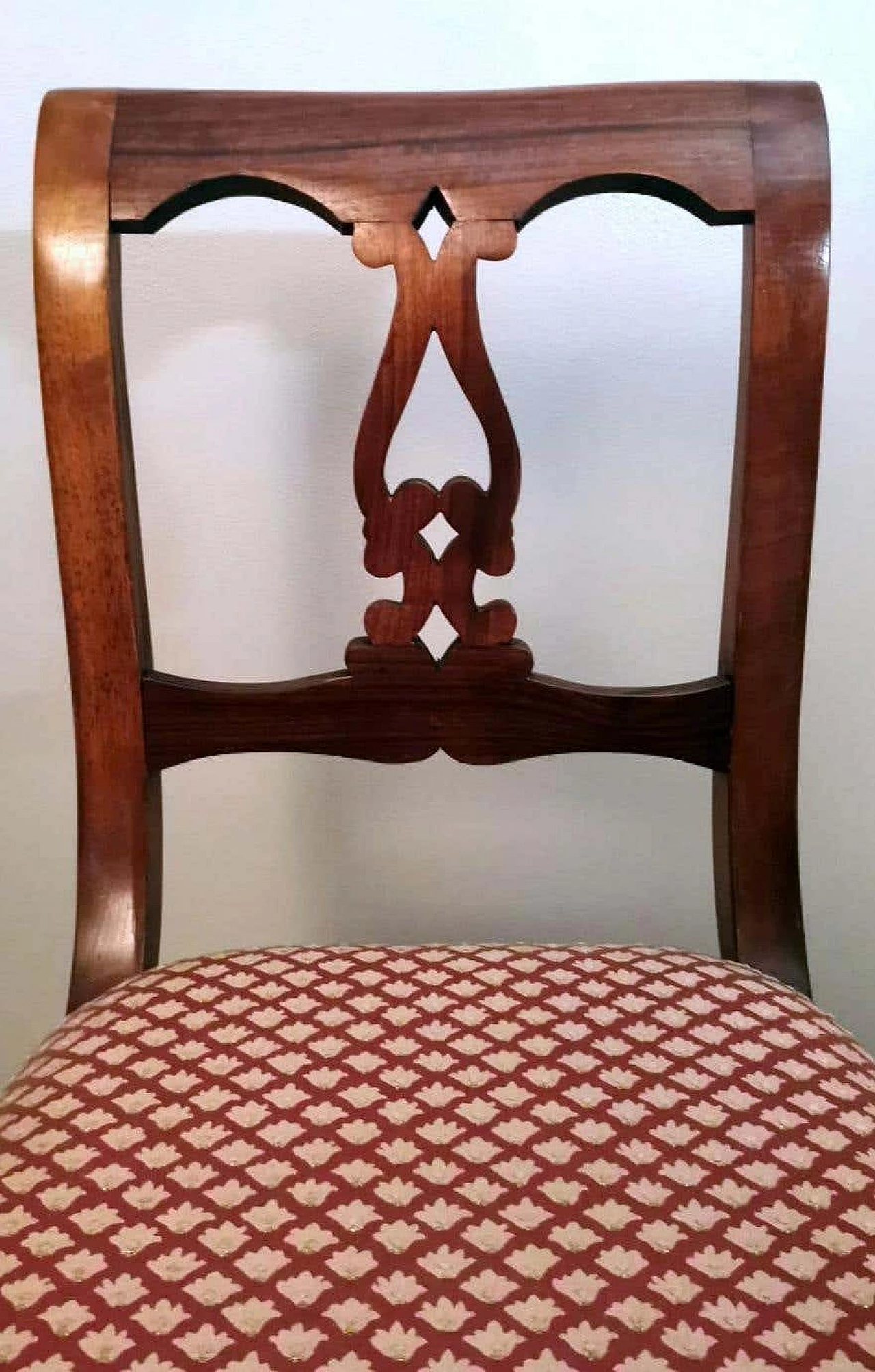 4 Sedie in legno e tessuto in stile Biedermeier, metà '800 14