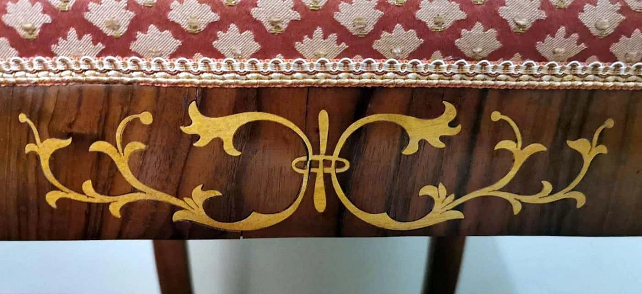 4 Sedie in legno e tessuto in stile Biedermeier, metà '800 19