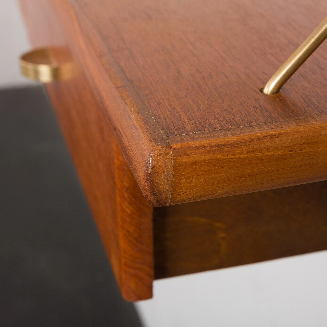 Danish teak and brass hanging console and shelf, 1950s 10