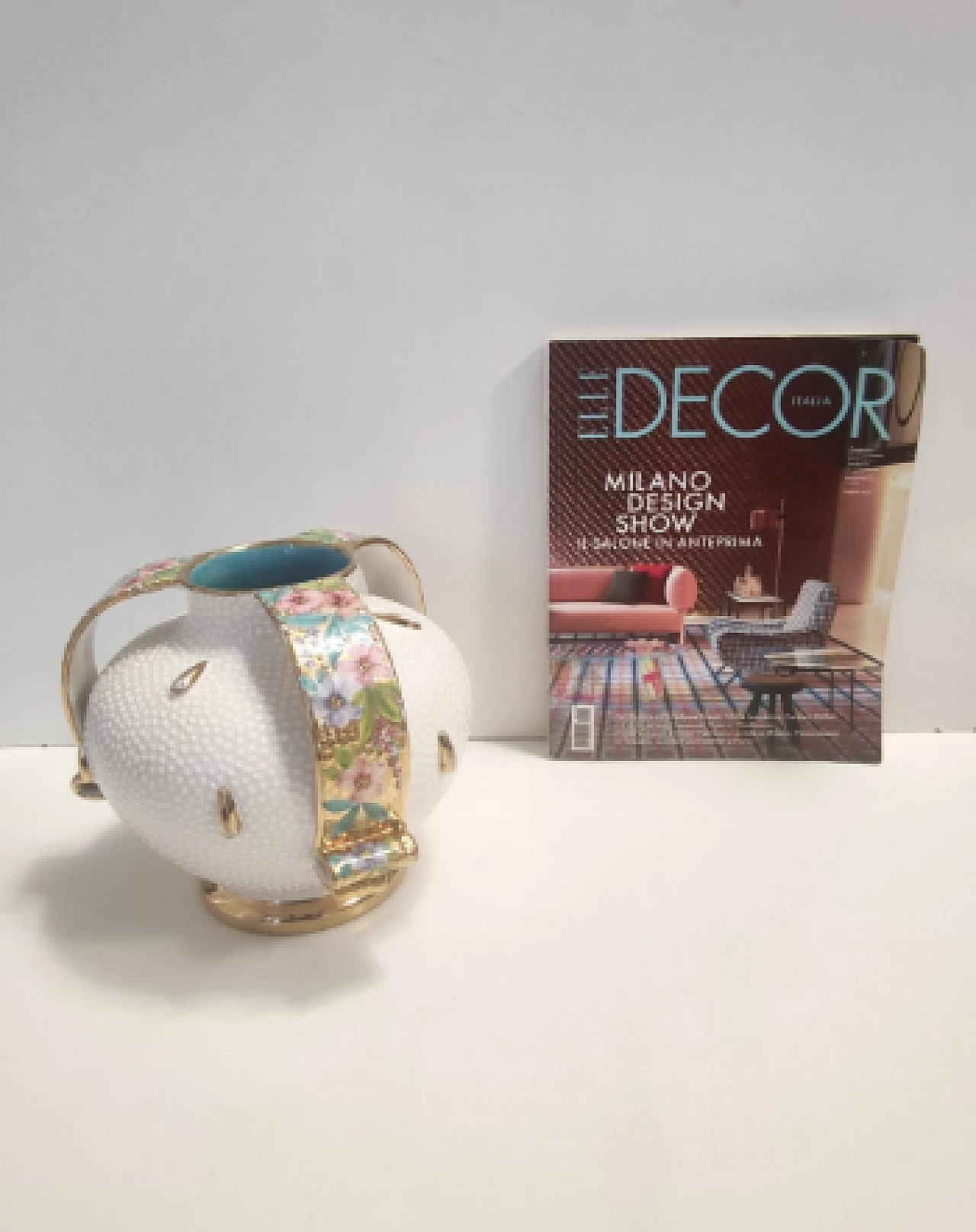 Vaso in terracotta Deruta smaltata e dorata, anni '50 3