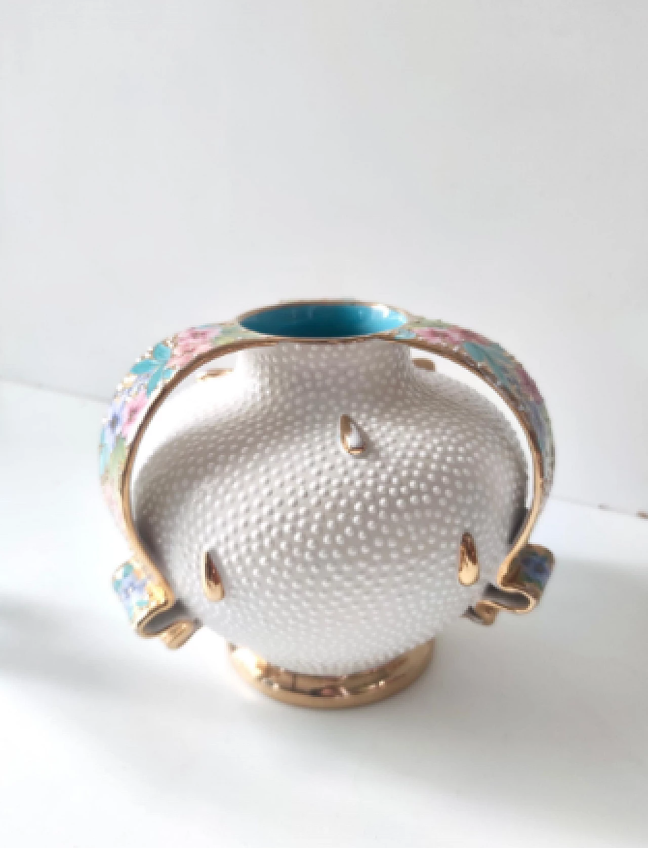 Vaso in terracotta Deruta smaltata e dorata, anni '50 7