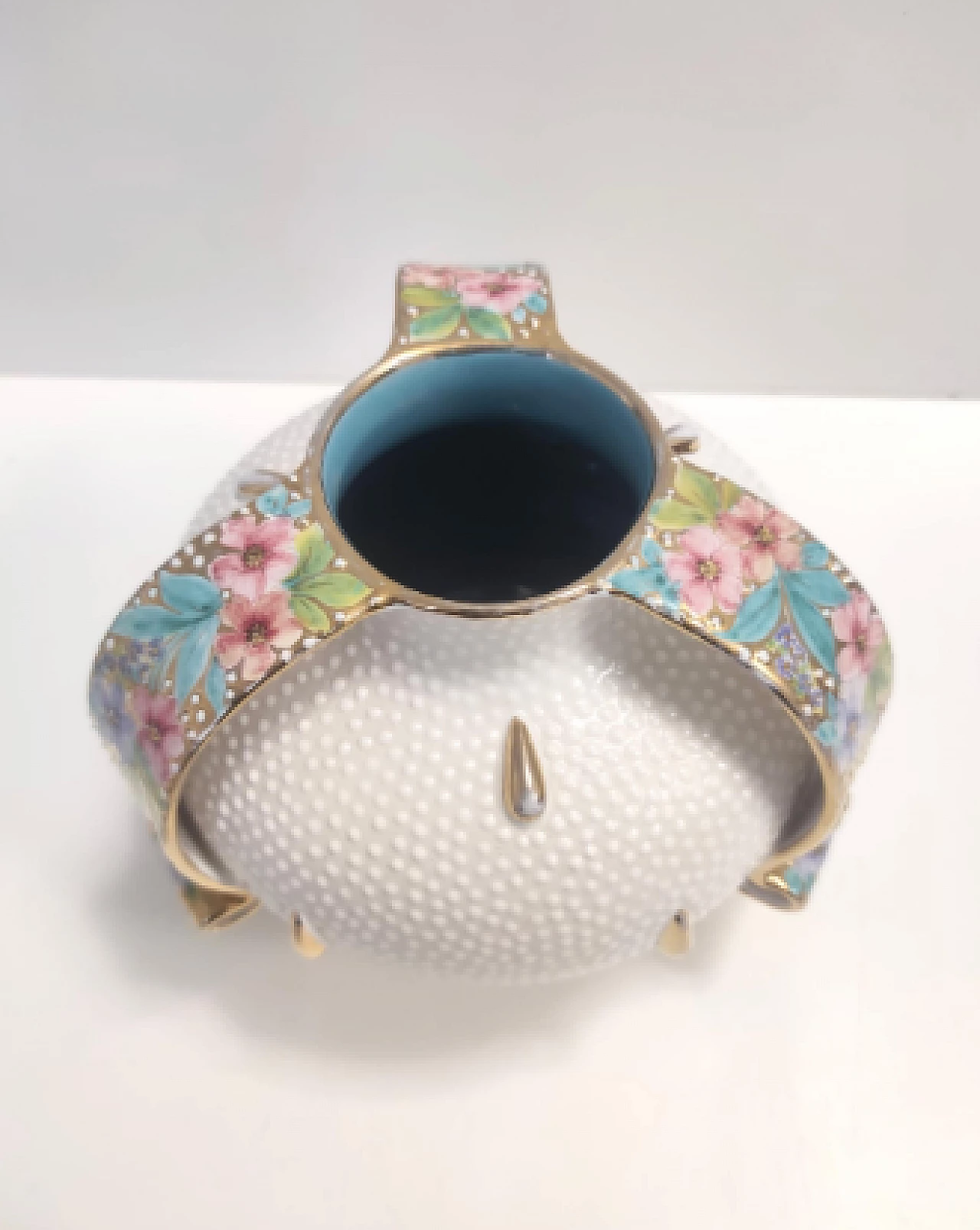 Vaso in terracotta Deruta smaltata e dorata, anni '50 10