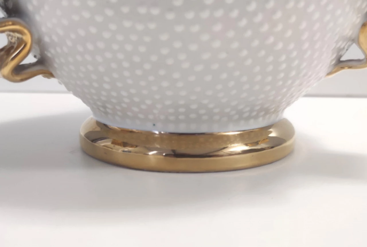 Vaso in terracotta Deruta smaltata e dorata, anni '50 12