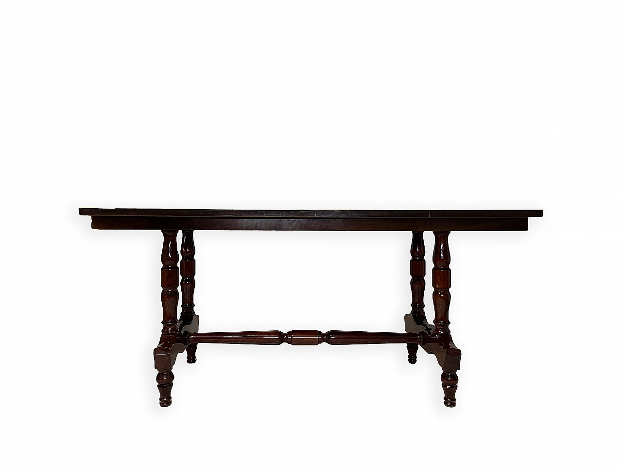 Wood and bronze table with glass top, 1960s 3