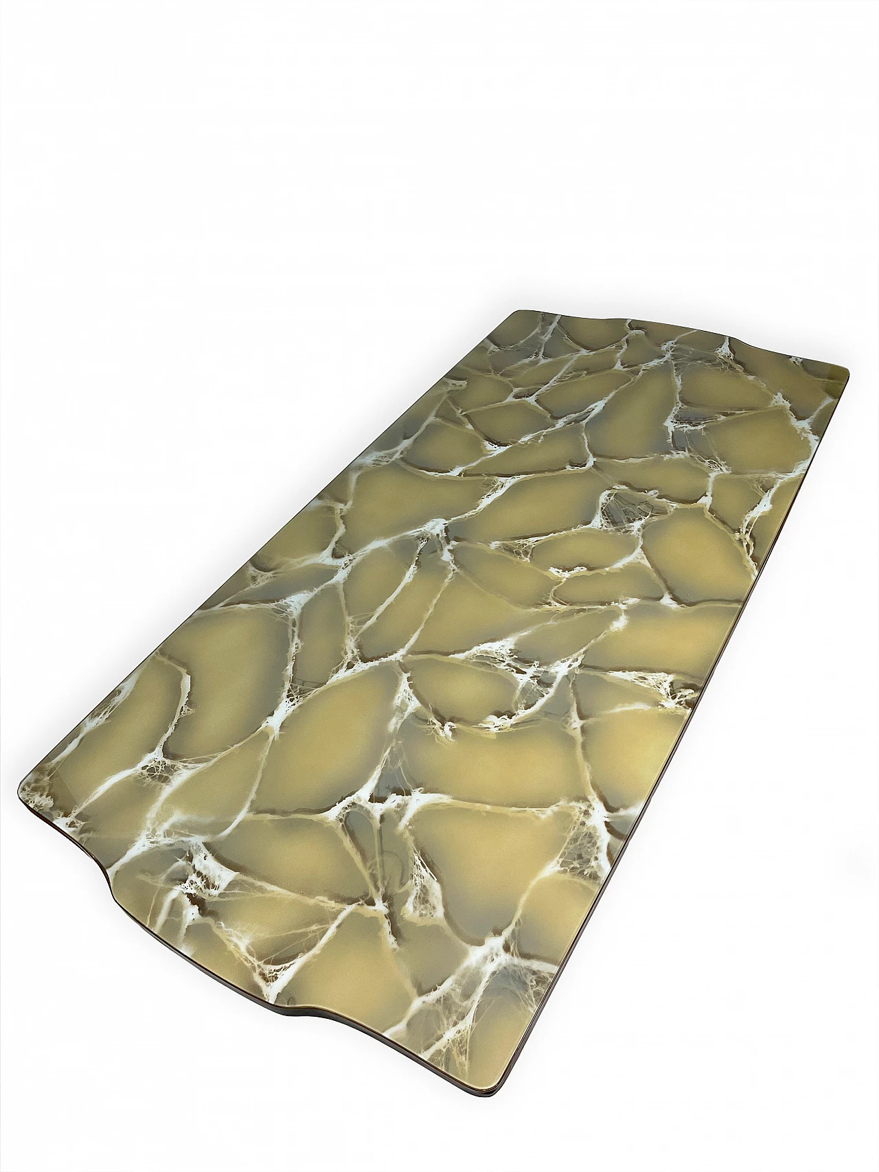 Wood and bronze table with glass top, 1960s 8