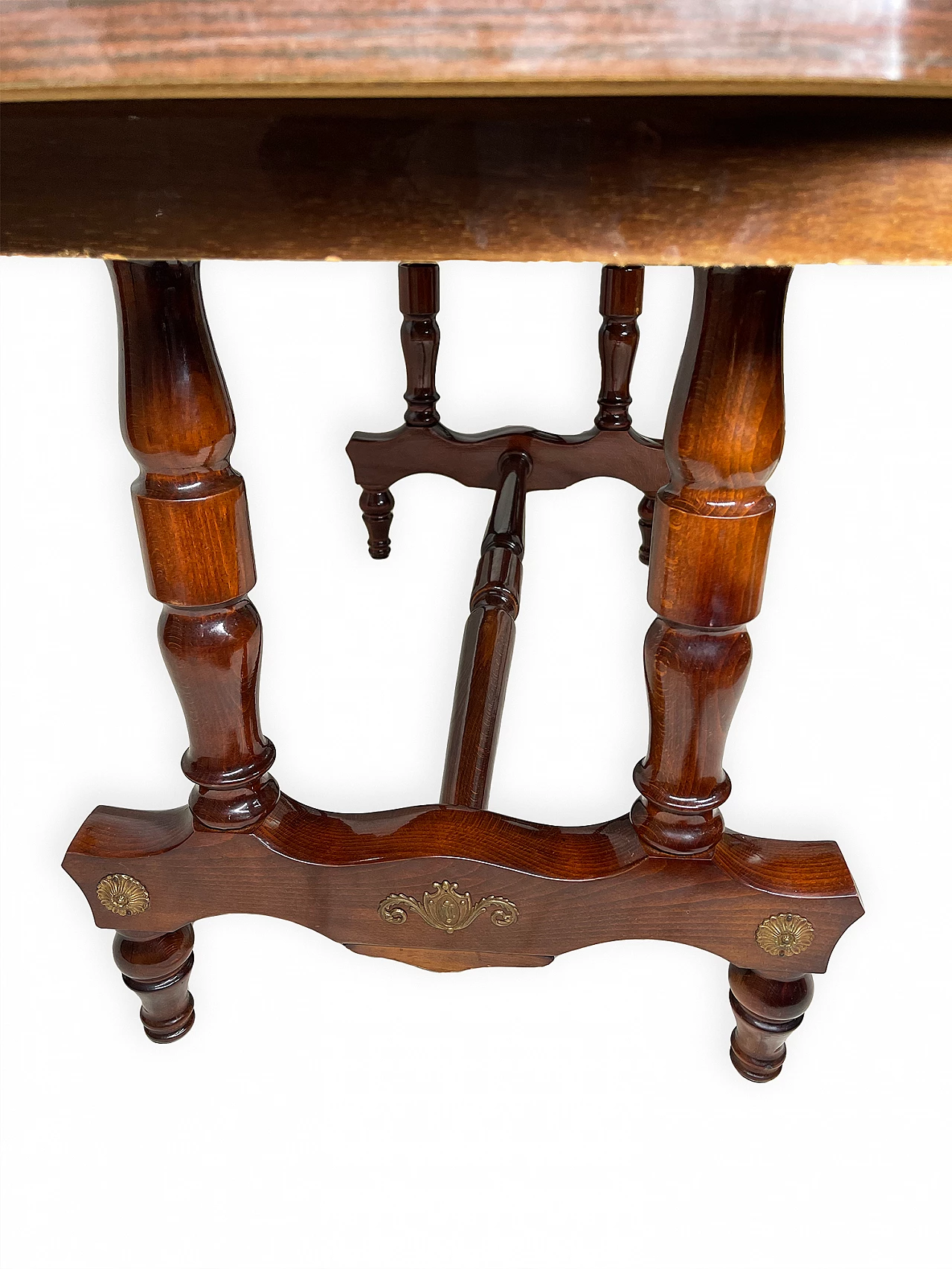 Wood and bronze table with glass top, 1960s 10