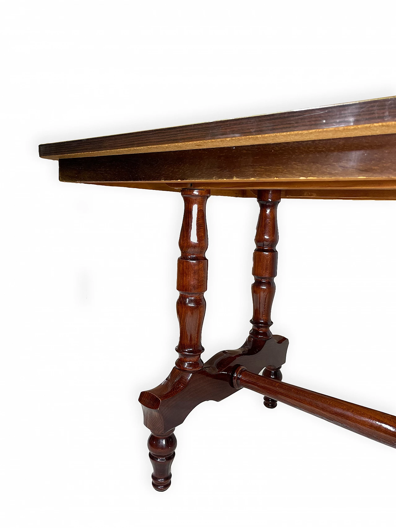 Wood and bronze table with glass top, 1960s 13