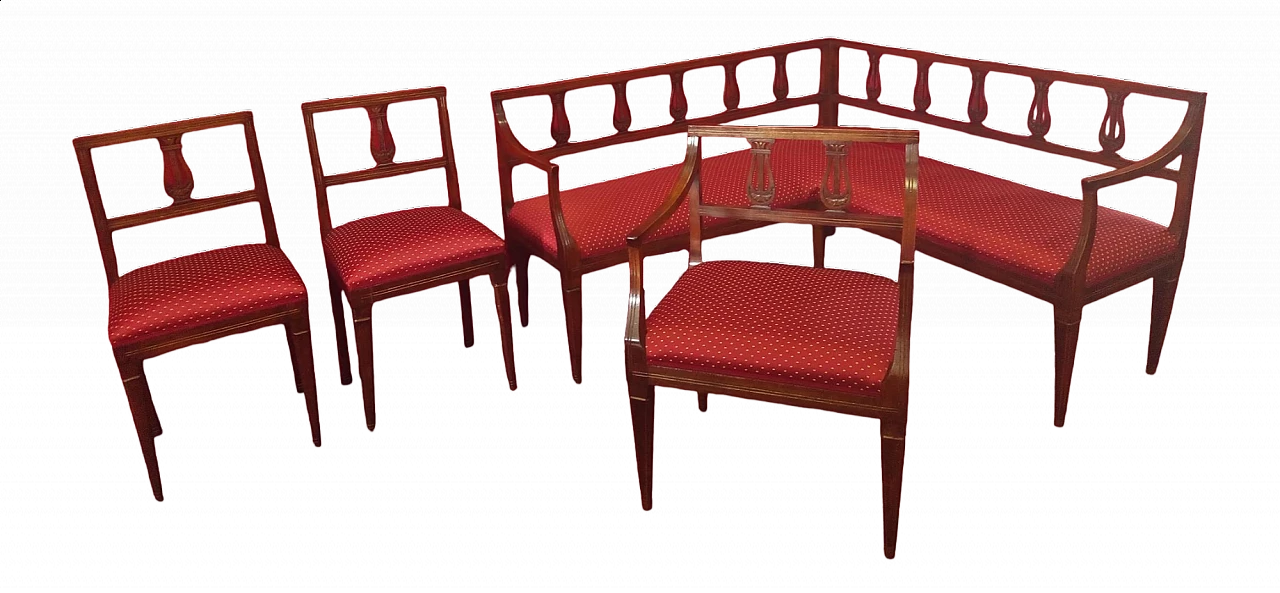 Divano, poltrona e coppia di sedie stile Luigi XVI, inizio '800 11