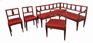 Divano, poltrona e coppia di sedie stile Luigi XVI, inizio '800
