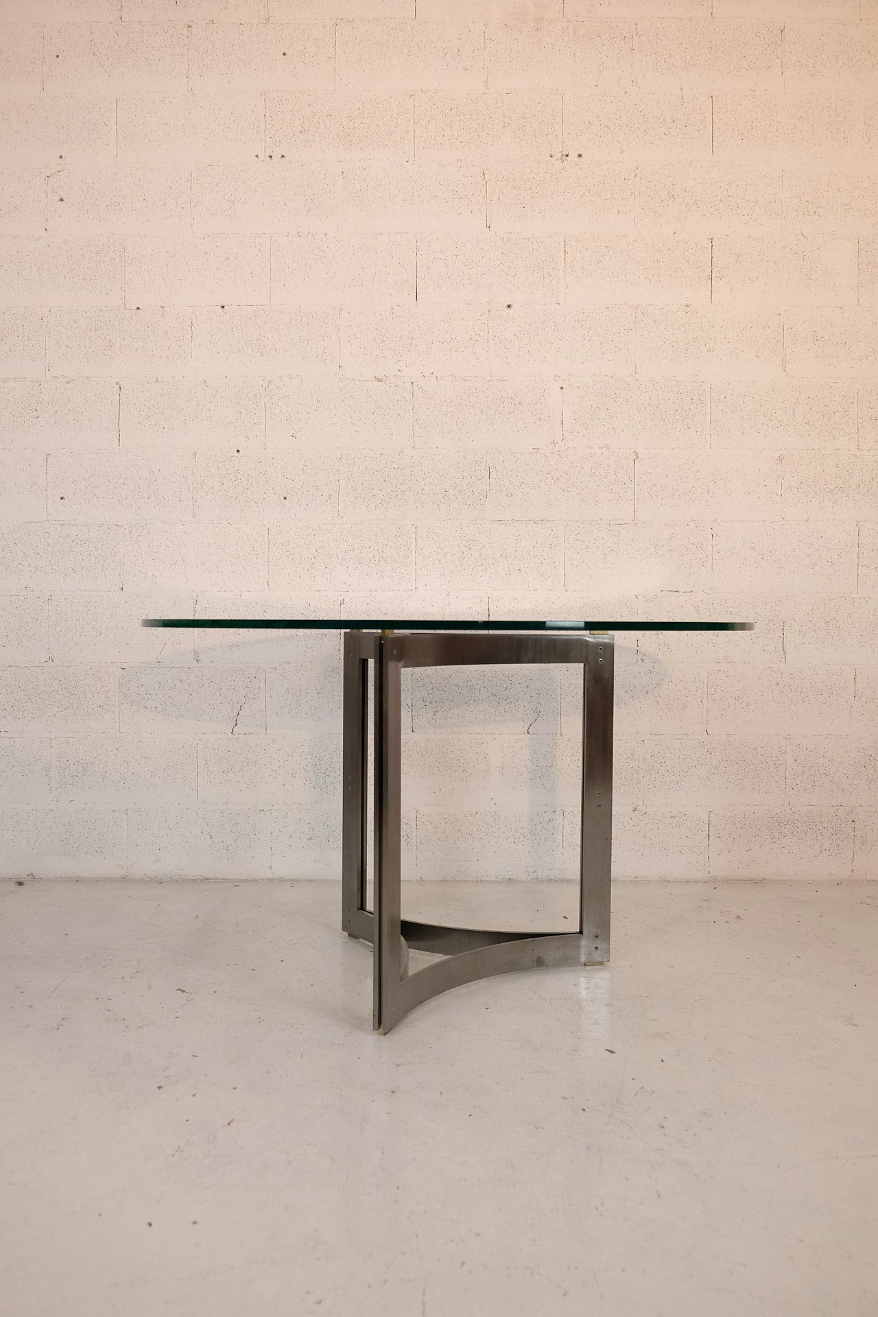 Tavolo in vetro e metallo nello stile di Carlo Scarpa, anni '70 5